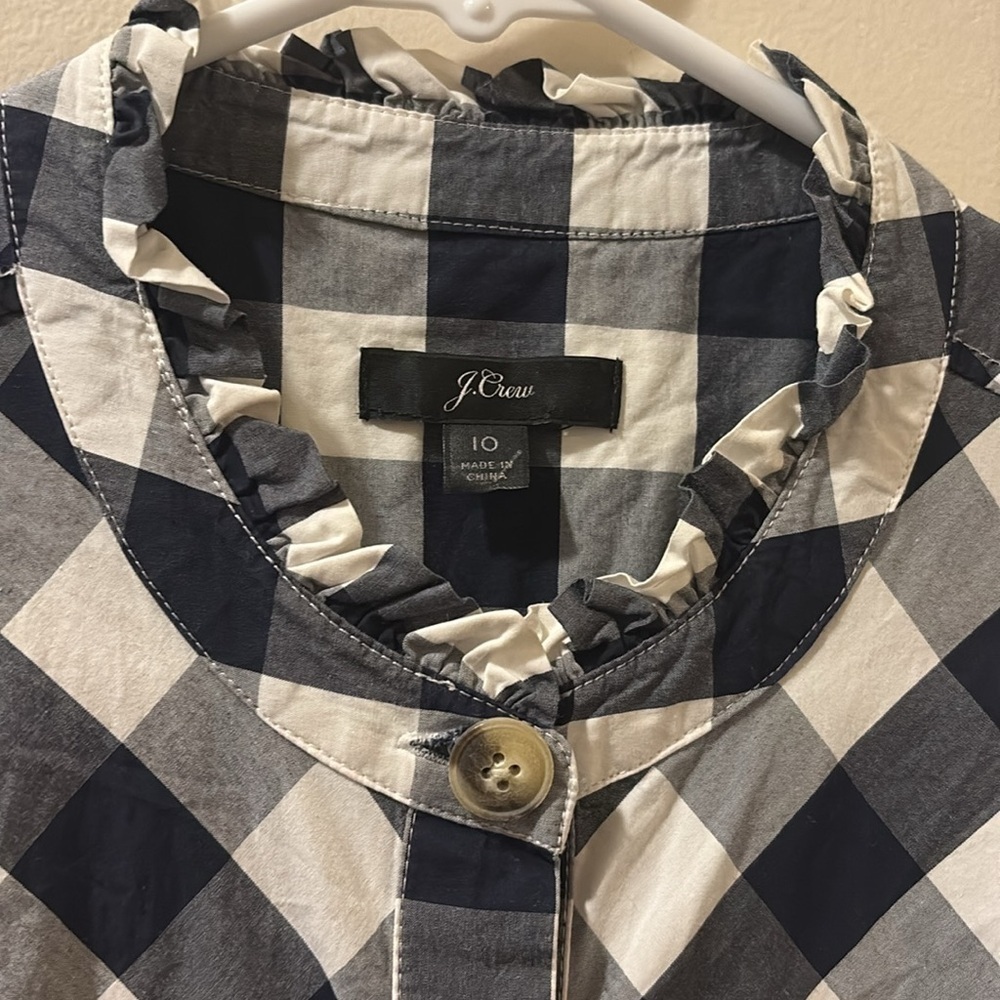 J. Crew Navy and White Checkered dress - 100% cotton - size 10 - pockets - Picture 2 of 6